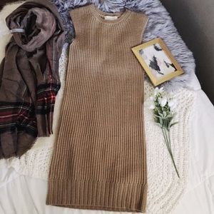 Michael Kors Tan Ribbed Sweater Dress